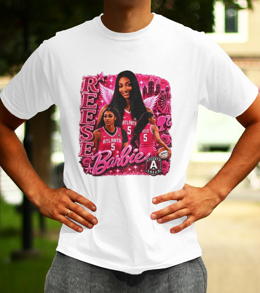 Angel Reese Atlanta Dream Barbie Pink Basketball Collage WNBA T-Shirt