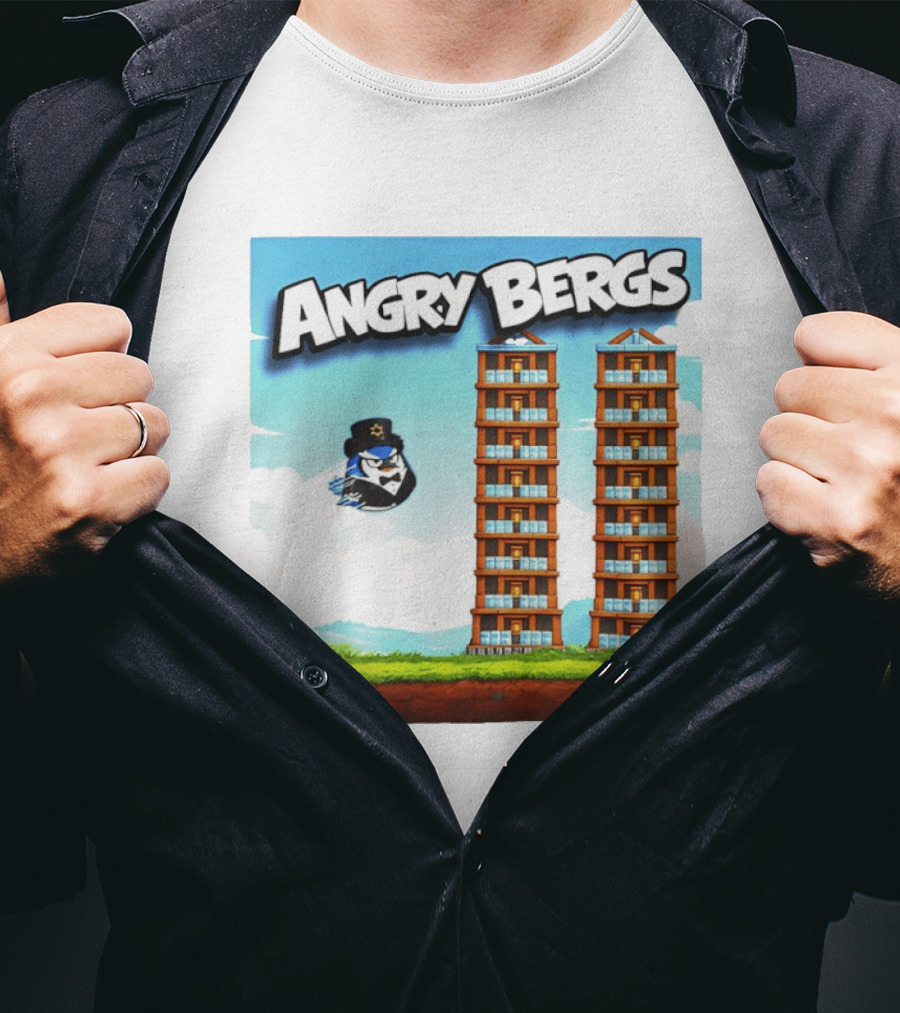 Angry Bergs Funny Parody Building Smash блоки Stack Game T-Shirt