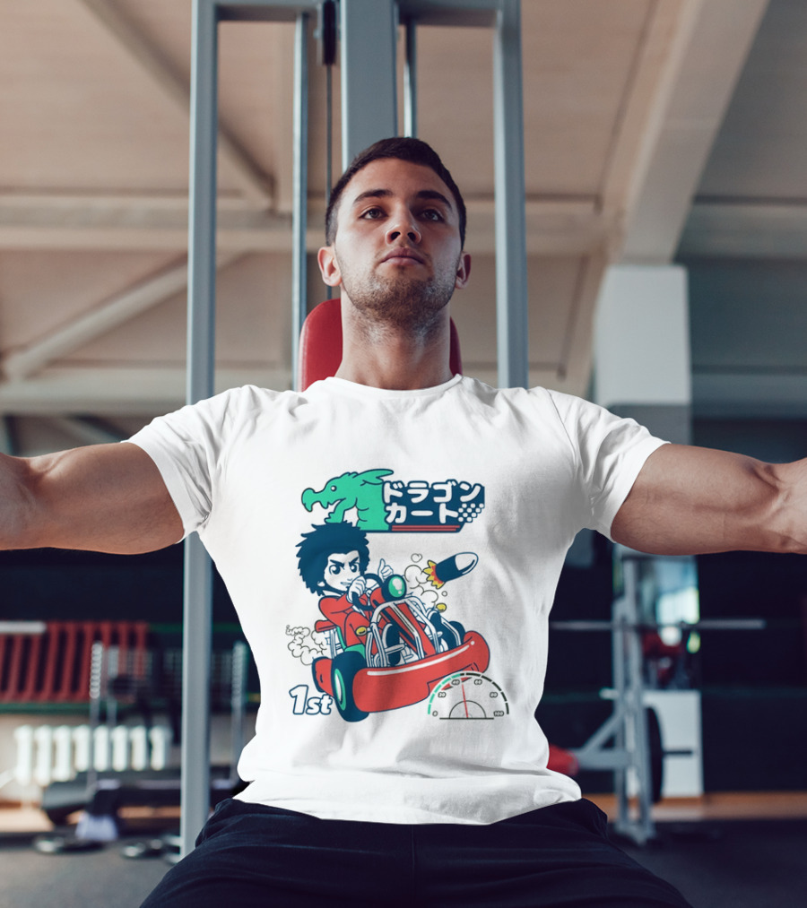 Dragon Kart Japanese Afro Racer 1st Place Red Vehicle Rocket Gauge T-Shirt
