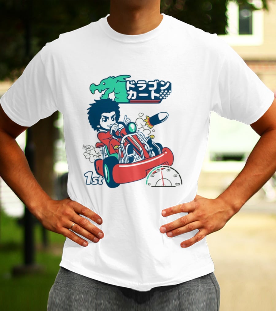 Dragon Kart Japanese Afro Racer 1st Place Red Vehicle Rocket Gauge T-Shirt