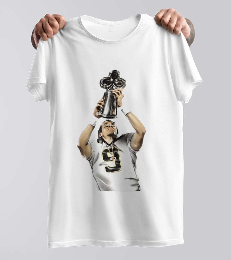 Drew Brees Saints Hall Of Fame 2026 Number 9 Trophy Celebration T-Shirt