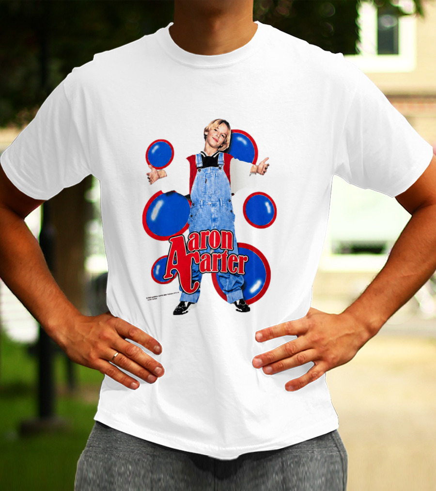 Aaron Carter Overalls Blue Red Circles Fashion T-Shirt