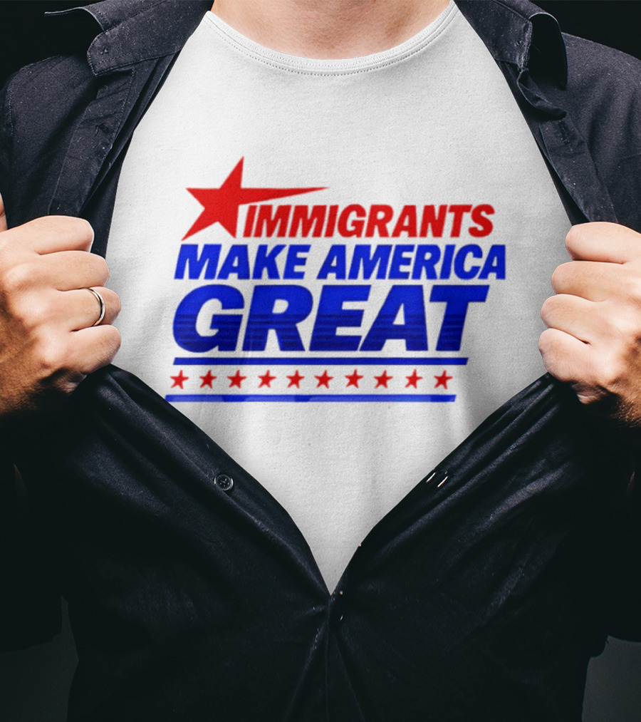 Immigrants Make America Great Red Star Political Message 2026 T-Shirt