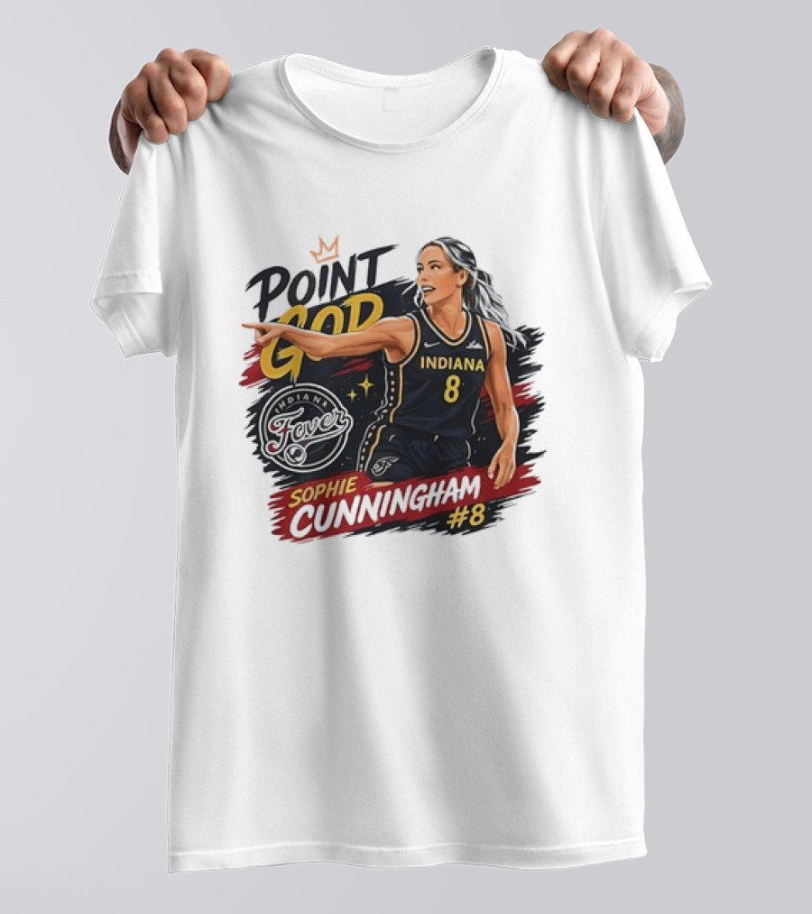 Indiana Fever WNBA Sophie Cunningham Point God #8 Basketball Player Painting T-Shirt