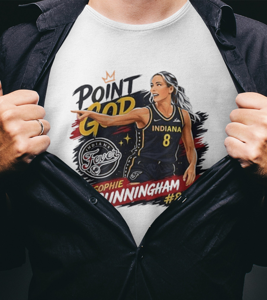 Indiana Fever WNBA Sophie Cunningham Point God #8 Basketball Player Painting T-Shirt