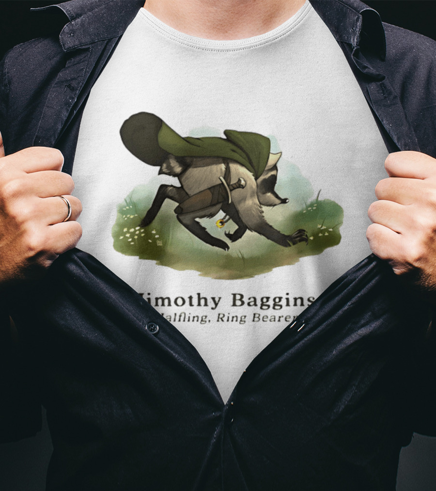 Jimothy Baggins Halfling Ring Bearer Raccoon Adventure T-Shirt
