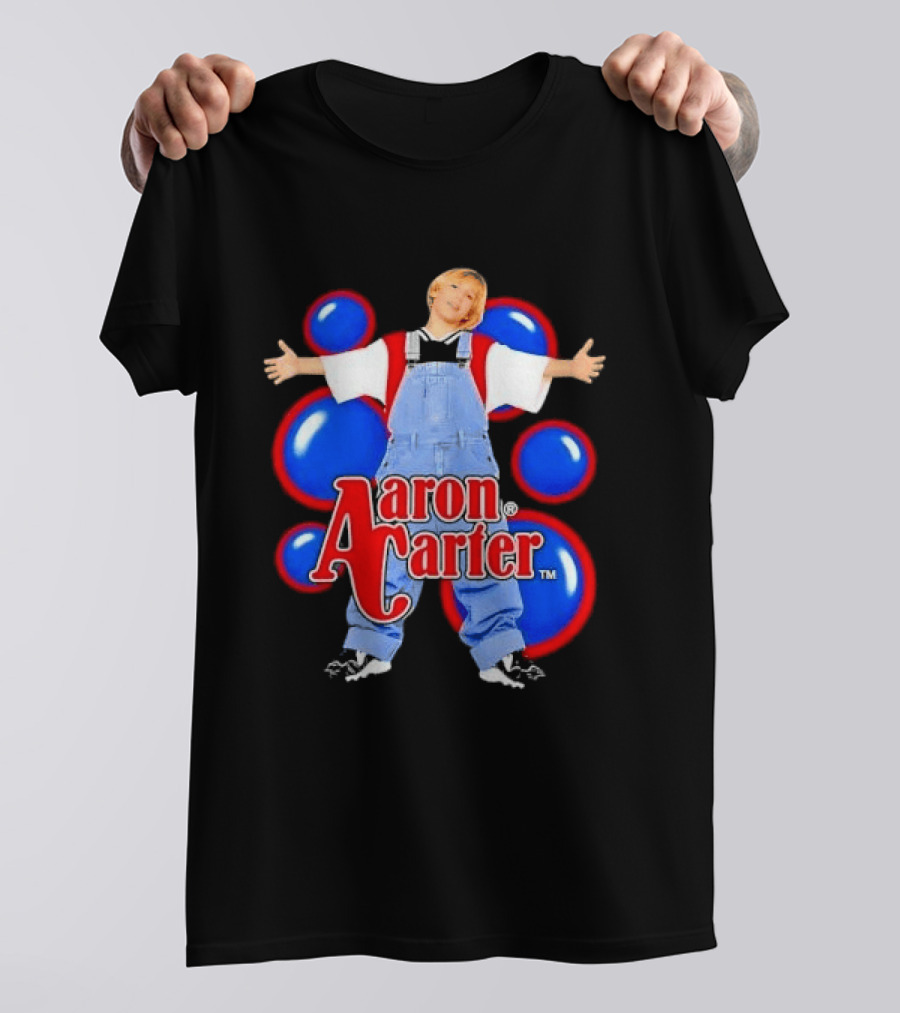 Aaron Carter Denim Overalls Bubbles Photo Bootleg T-Shirt