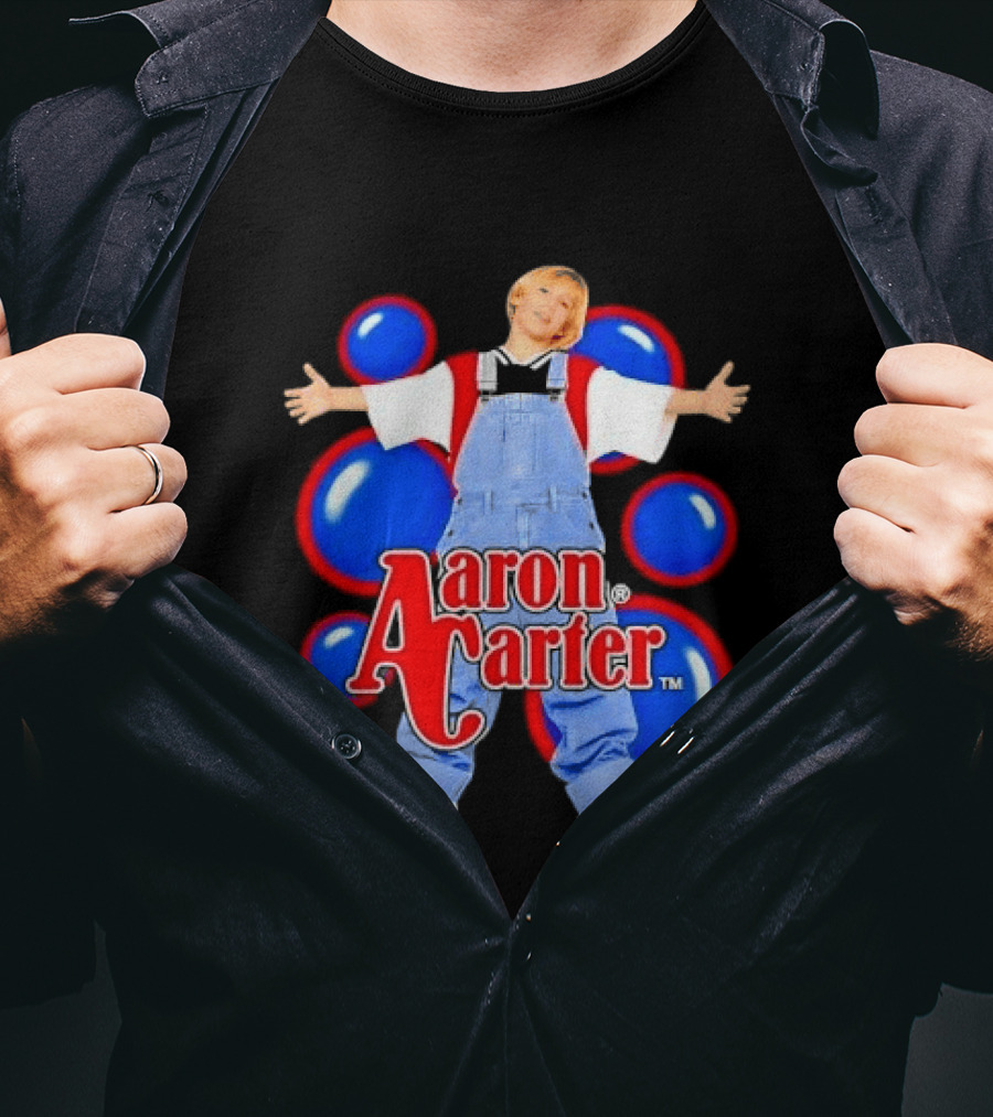 Aaron Carter Denim Overalls Bubbles Photo Bootleg T-Shirt