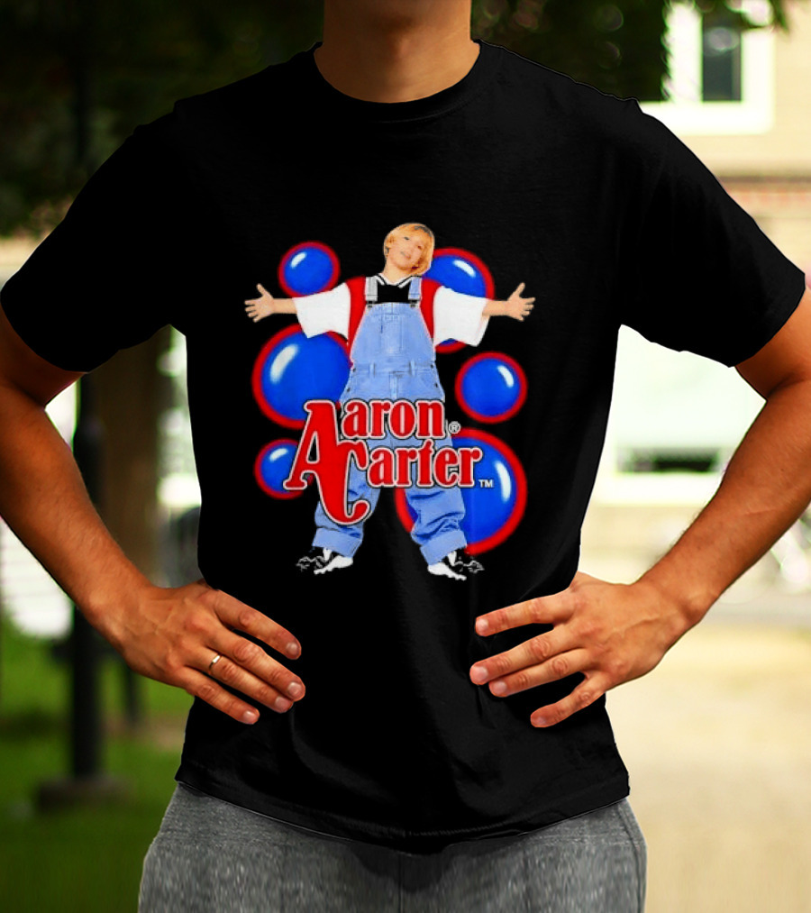 Aaron Carter Denim Overalls Bubbles Photo Bootleg T-Shirt