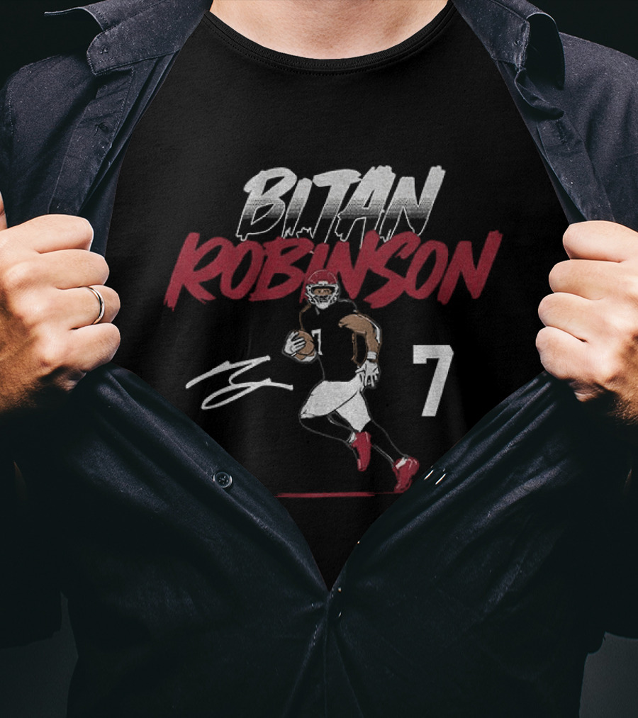 Bijan Robinson Atlanta Football Number 7 Signature T-Shirt