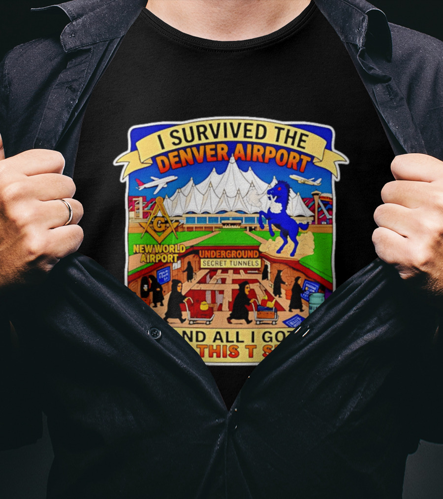 I Survived The Denver Airport Underground Secret Tunnels New World And All I Got Was This T T-Shirt