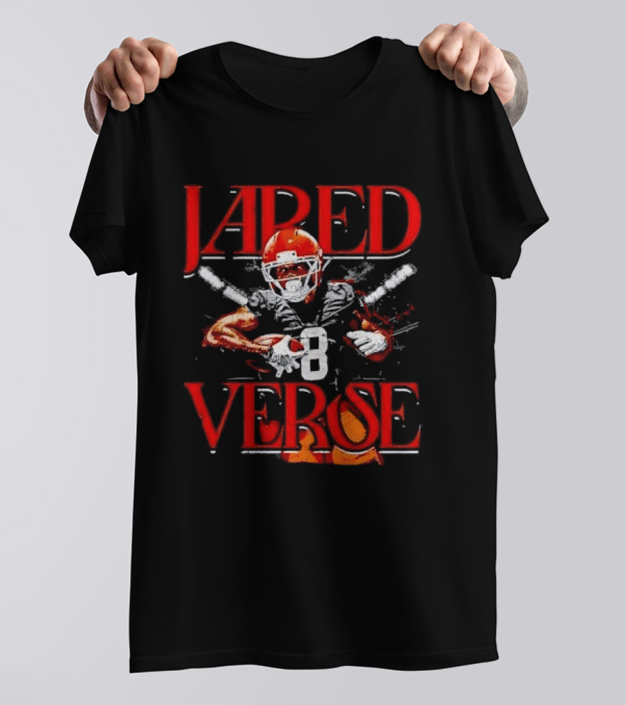 Jared Verse Number 8 Football Player Carrying Ball Distressed Bootleg T-Shirt