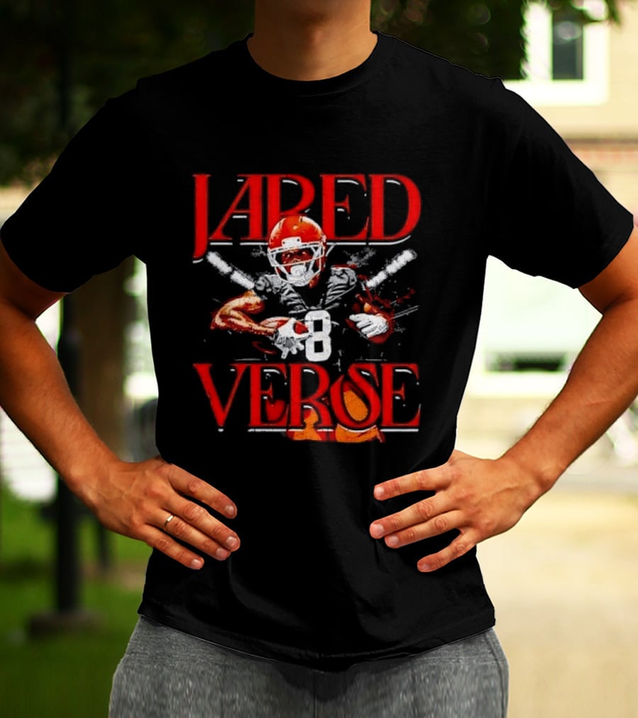 Jared Verse Number 8 Football Player Carrying Ball Distressed Bootleg T-Shirt
