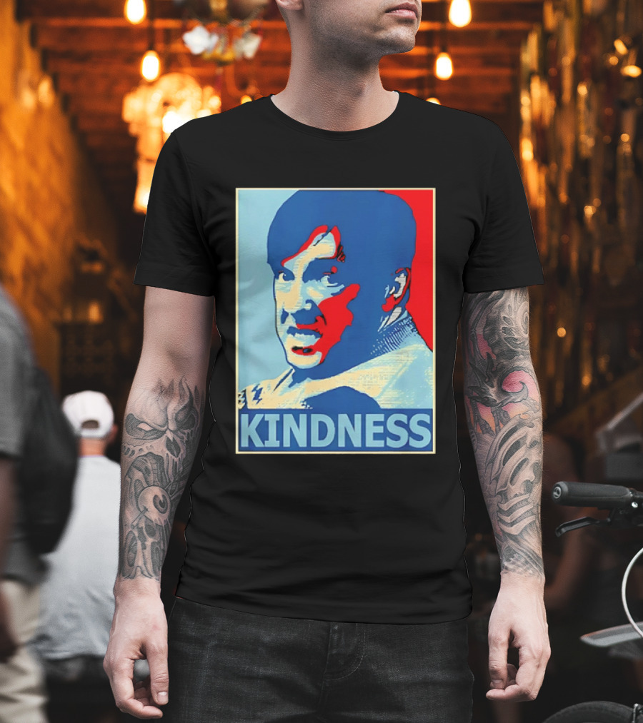 Kindness Mustachioed Man Halftone T-Shirt