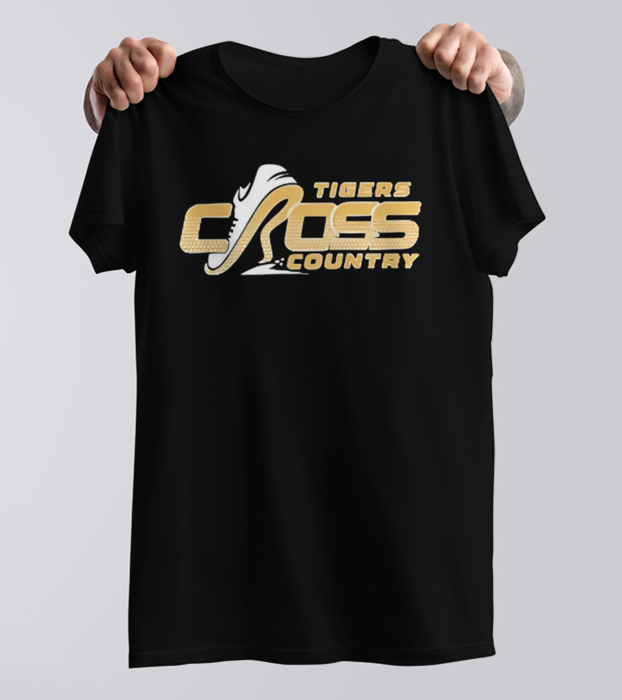 Tigers Cross Country Running Shoe Gold Brick Texture T-Shirt
