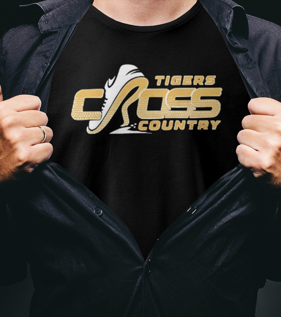 Tigers Cross Country Running Shoe Gold Brick Texture T-Shirt