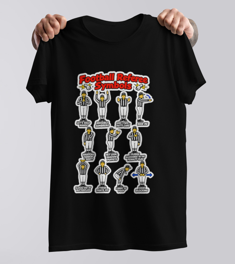 Football Referee Symbols Cartoon Referees Making Hand Signals T-Shirt