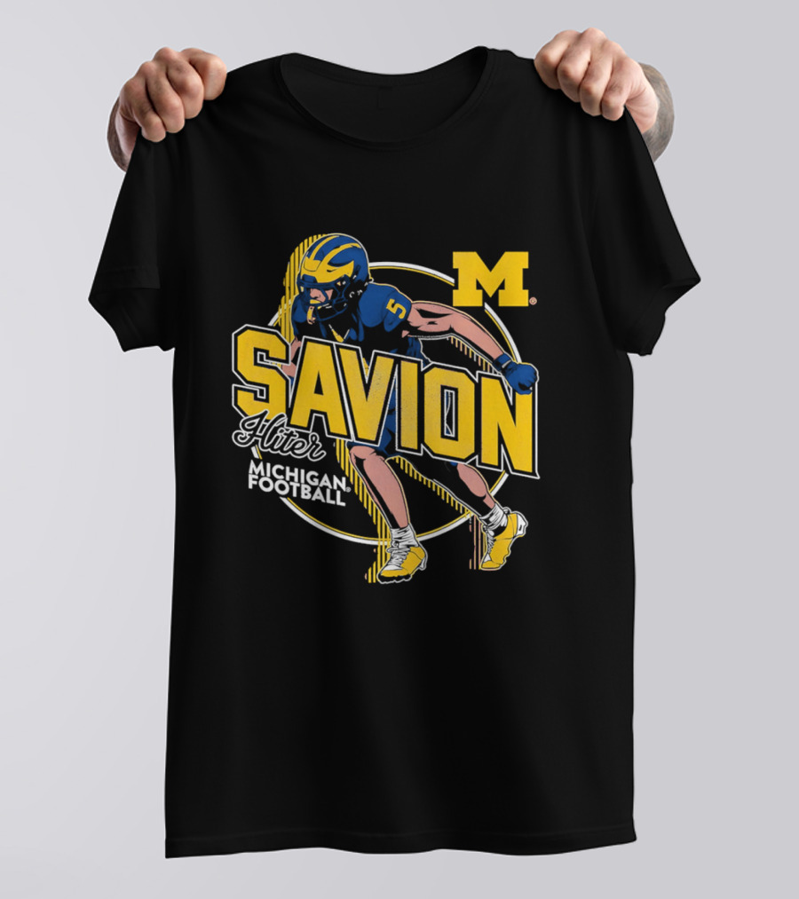 Michigan Wolverines Savion Hiter Number 5 Player Football M T-Shirt