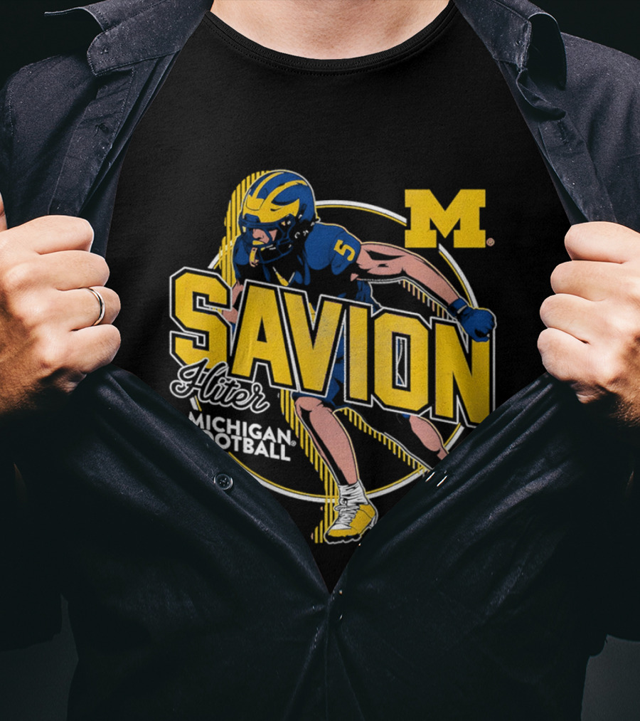 Michigan Wolverines Savion Hiter Number 5 Player Football M T-Shirt
