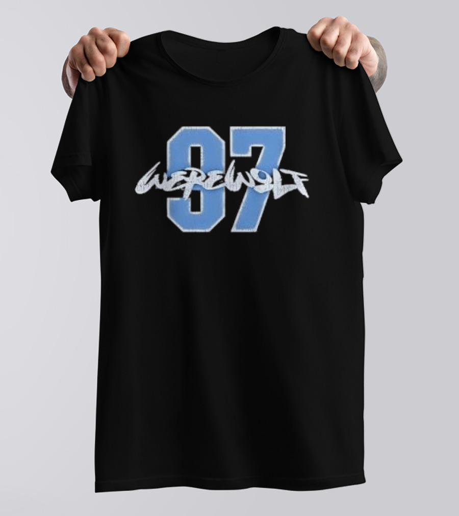Werewolf 97 Blue Athletic Jersey Number Distressed T-Shirt