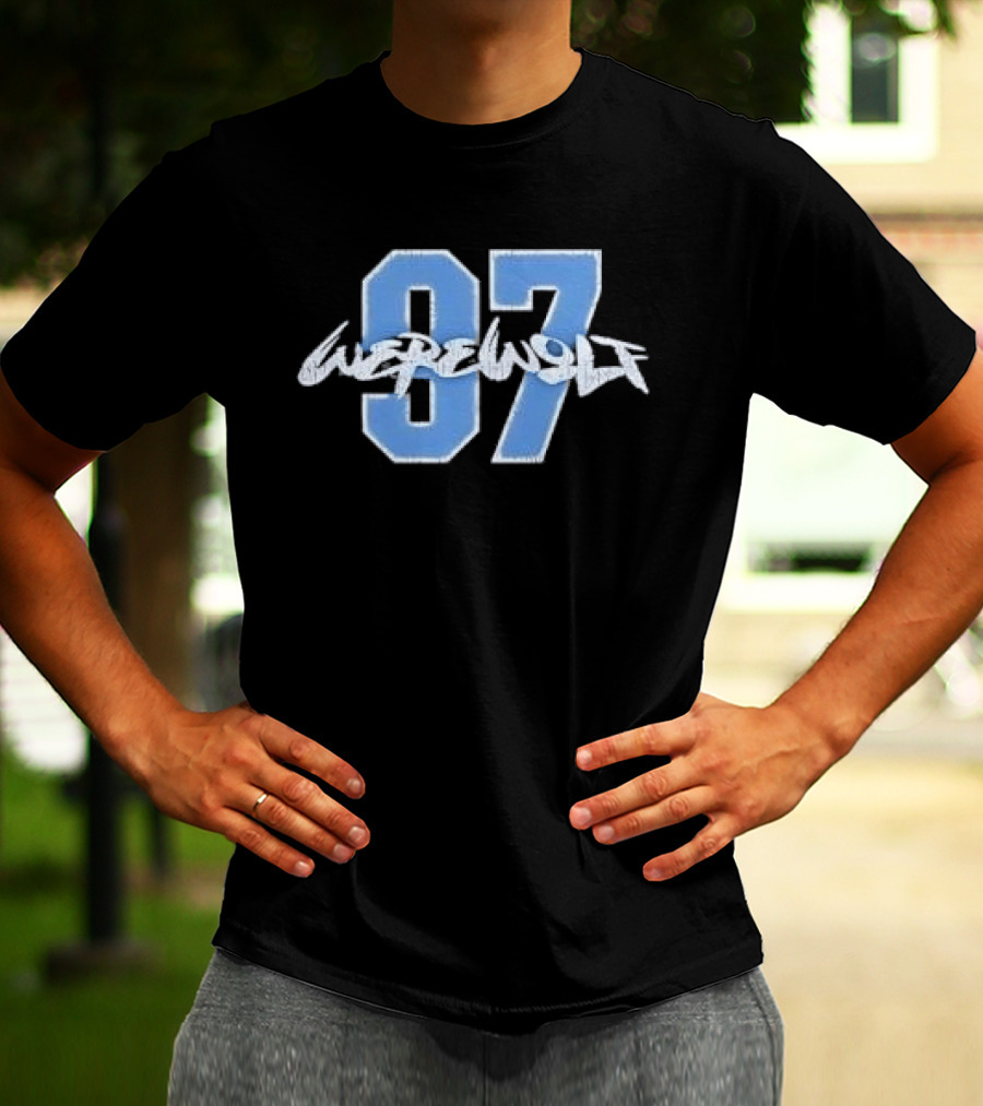 Werewolf 97 Blue Athletic Jersey Number Distressed T-Shirt