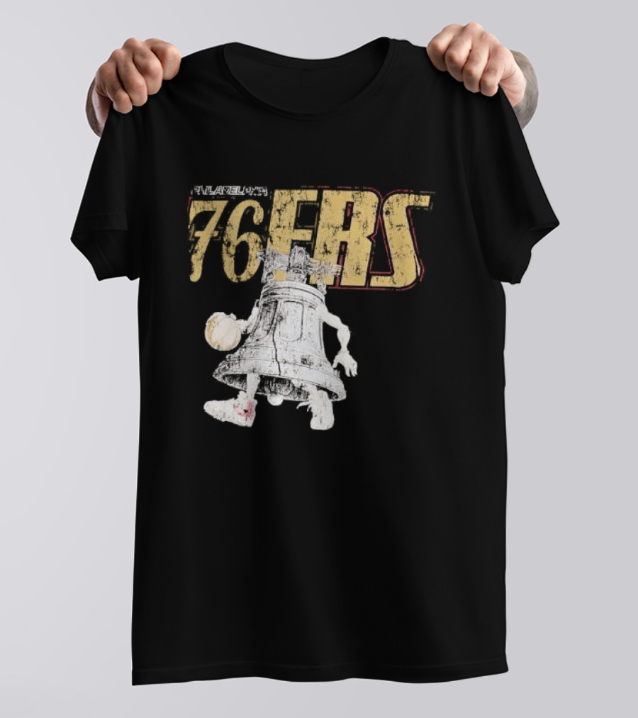 Philadelphia 76ers Distressed Liberty Bell Dribbling Basketball T-Shirt