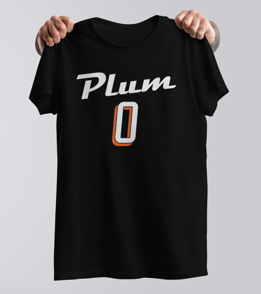 Plum 0 Jersey White Script Rust Shadow Player Name T-Shirt