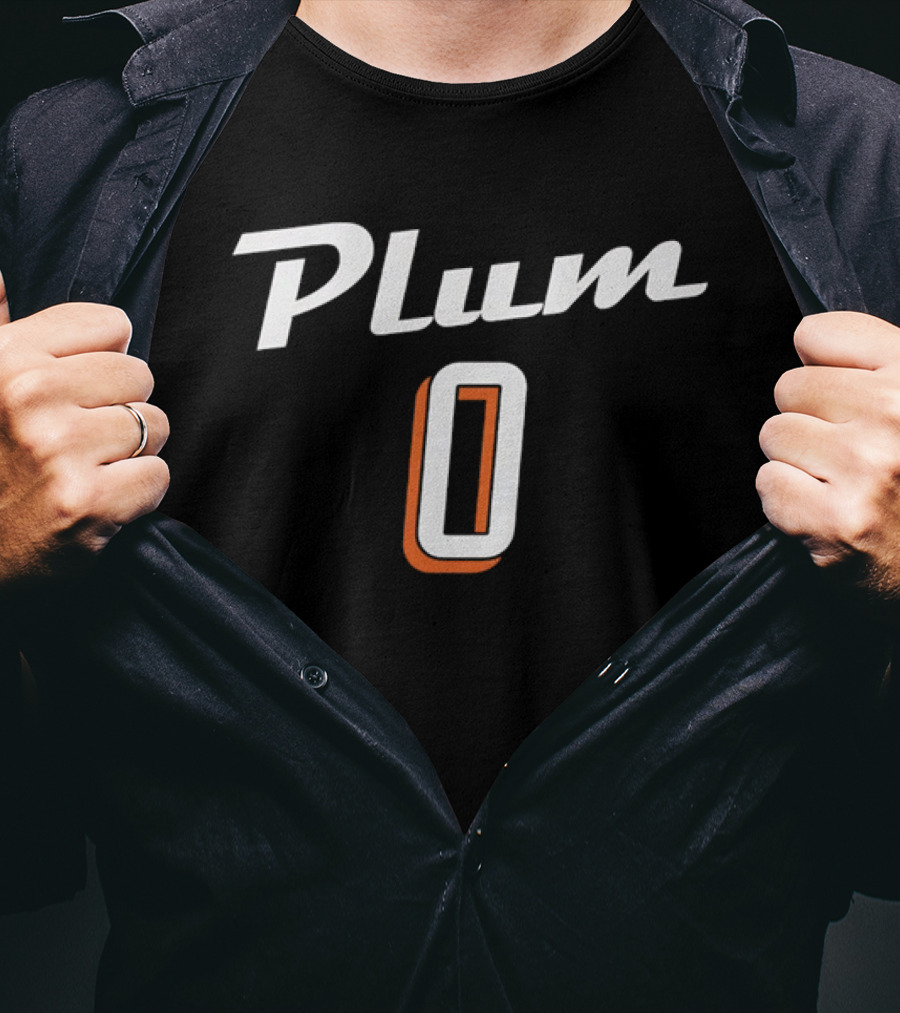 Plum 0 Jersey White Script Rust Shadow Player Name T-Shirt