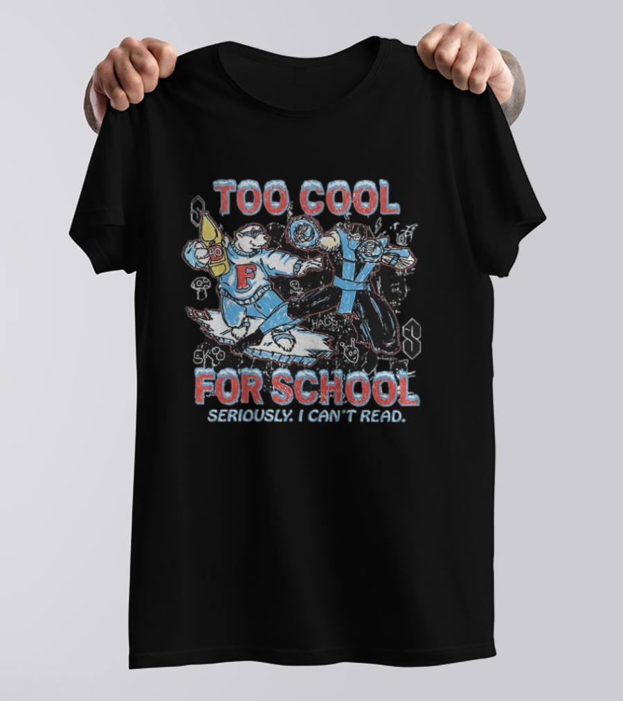Too Cool For School Polar Bear Seriously I Can't Read T-Shirt