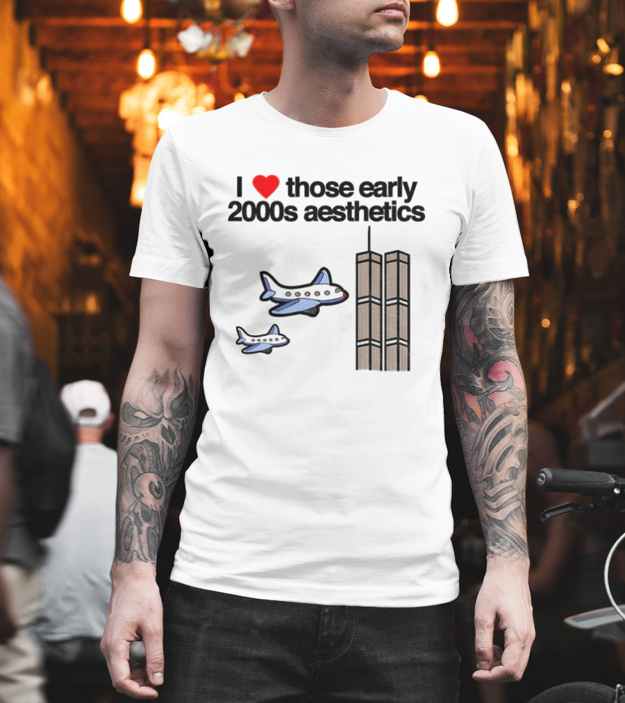 I Heart Those Early 2000s Aesthetics Airplanes World Trade Center Towers T-Shirt