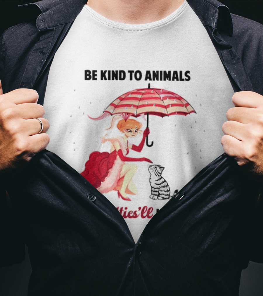Be Kind To Animals Or Swifties'll Kill You Red Umbrella And Cat T-Shirt
