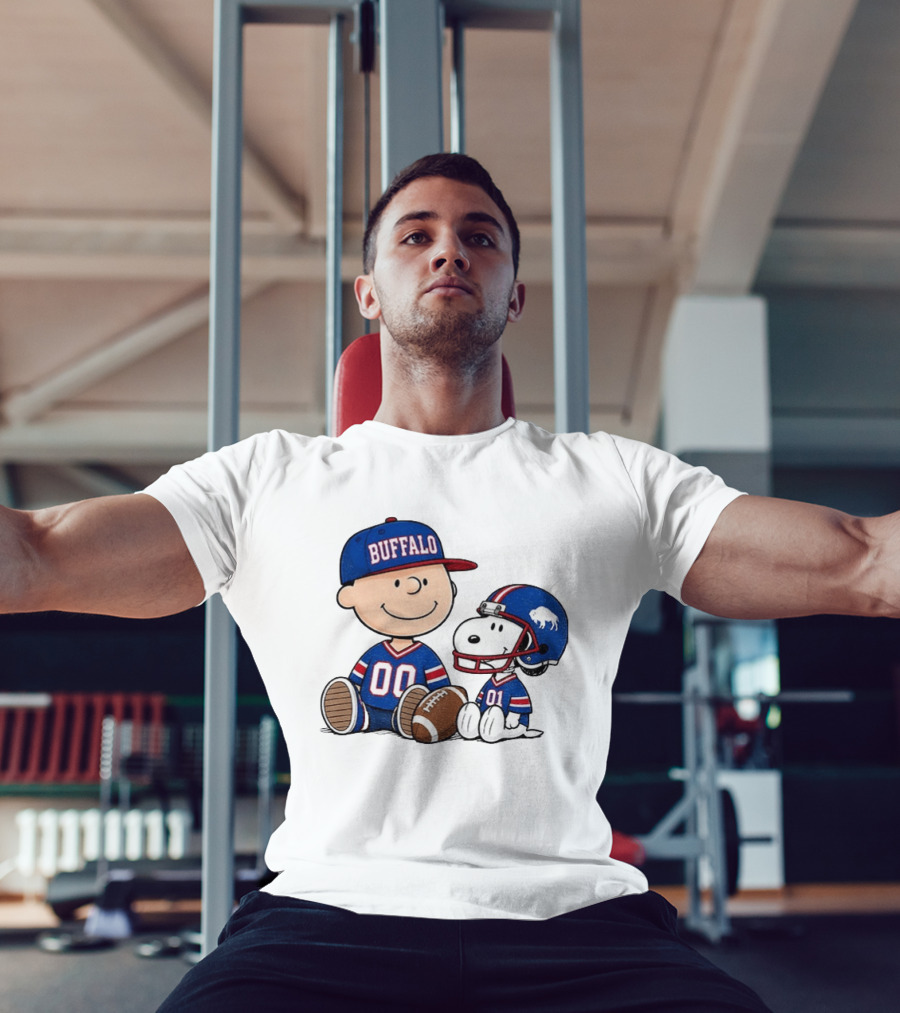 Charlie Brown Snoopy Buffalo 00 01 Football Team Cartoon Sports Fan Gear T-Shirt