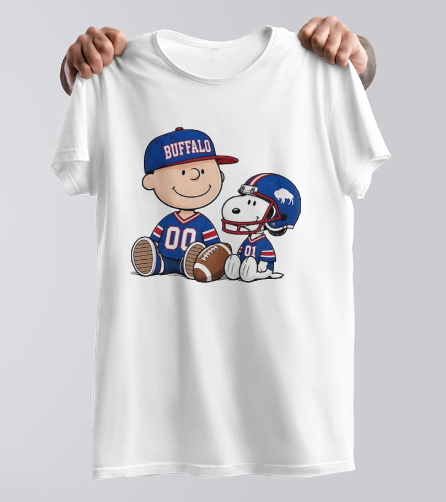 Charlie Brown Snoopy Buffalo 00 01 Football Team Cartoon Sports Fan Gear T-Shirt