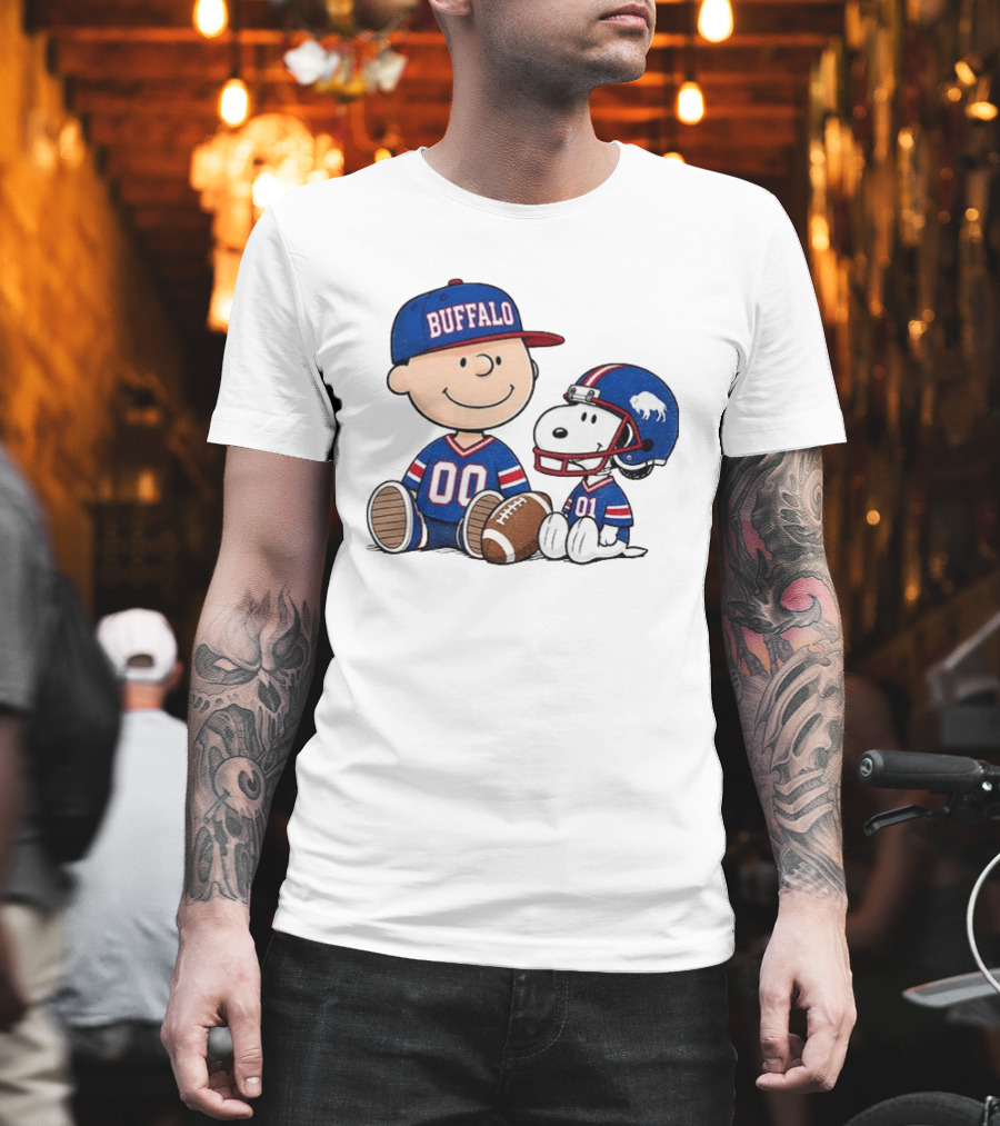 Charlie Brown Snoopy Buffalo 00 01 Football Team Cartoon Sports Fan Gear T-Shirt