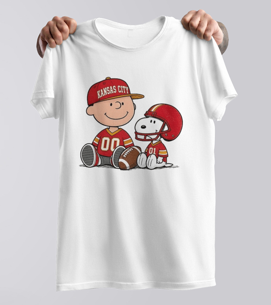Kansas City Football With Charlie Brown And Snoopy Players T-Shirt