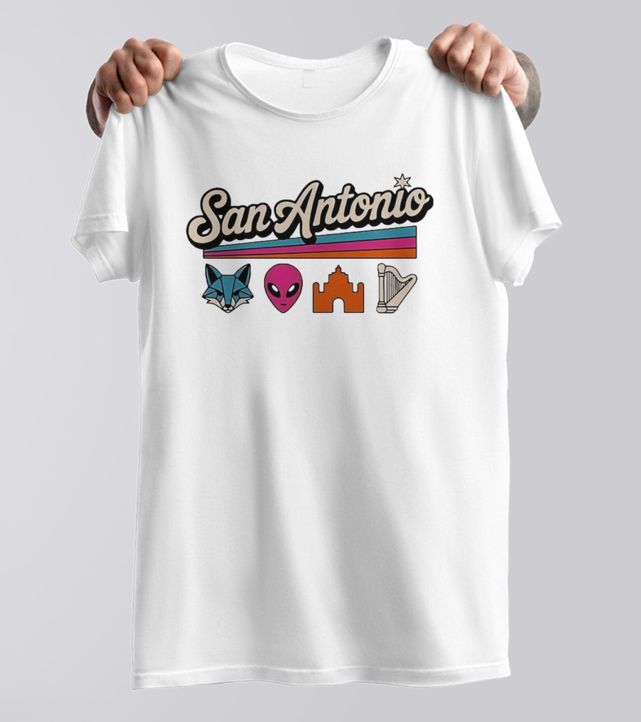 San Antonio Fox Alien Castle Harp Spurs Basketball T-Shirt