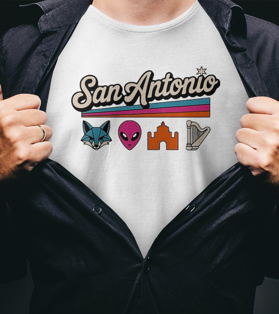 San Antonio Fox Alien Castle Harp Spurs Basketball T-Shirt