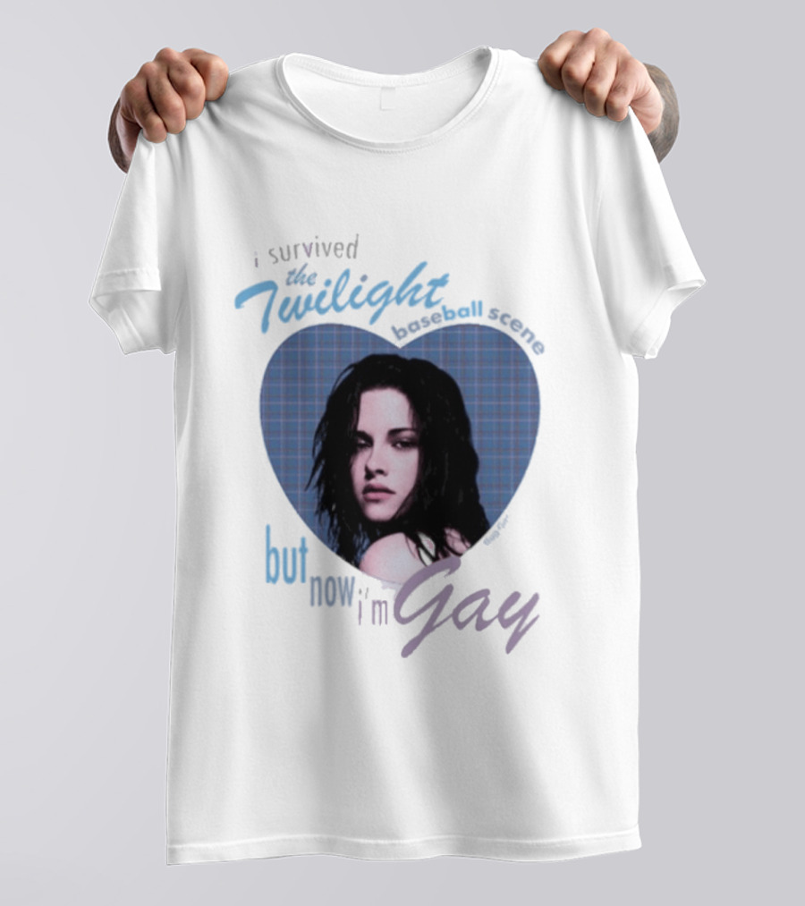 I Survived The Twilight Baseball Scene But Now I'm Gay Twilight Baseball Scene With Iconic Character In Heart Frame T-Shirt