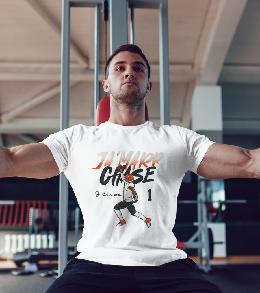 Ja'marr Chase Bengals Player Number One Signature NFLPA T-Shirt