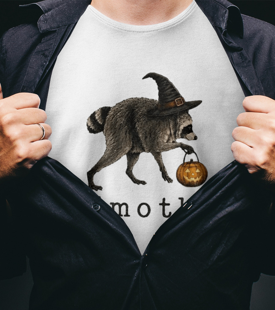 Jimothy Raccoon Witch Hat Pumpkin Candy Bucket T-Shirt