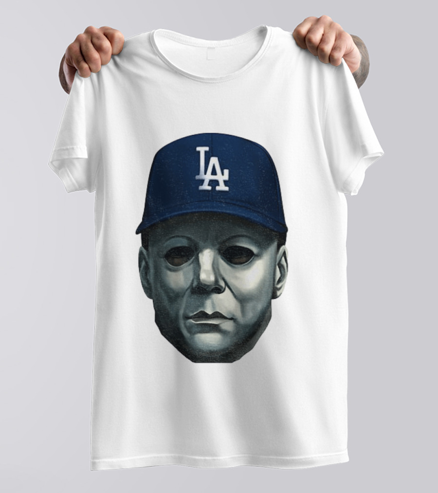 Michael Myers LA Dodgers Cap Halloween Horror T-Shirt