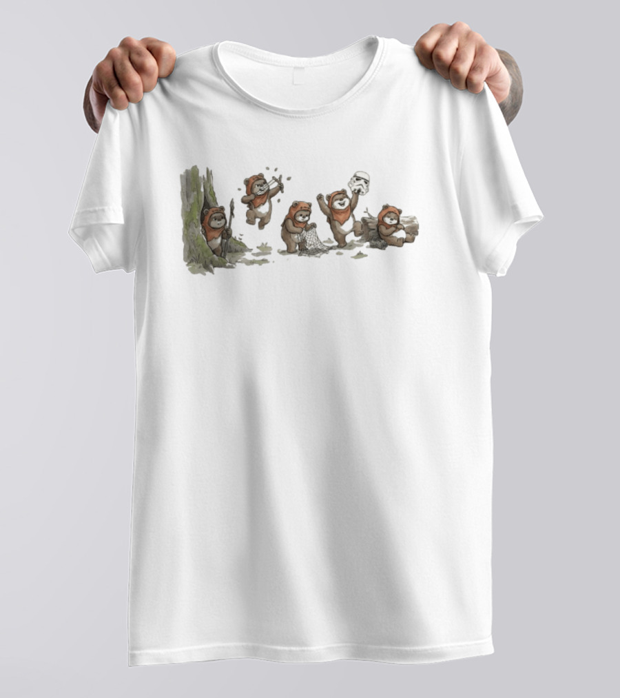 Panda In Star Wars Ewok Costume With Stormtrooper Helmet Adventure T-Shirt
