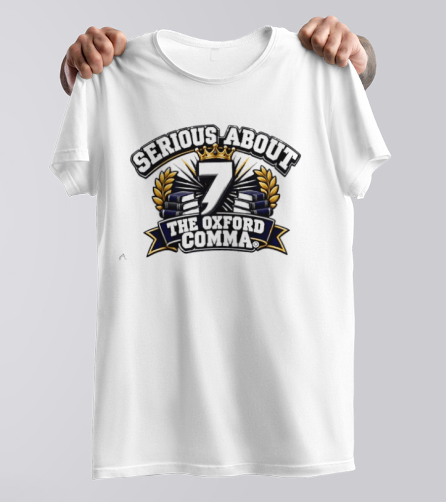 Serious About The Oxford Comma Crown Laurel Lightning T-Shirt