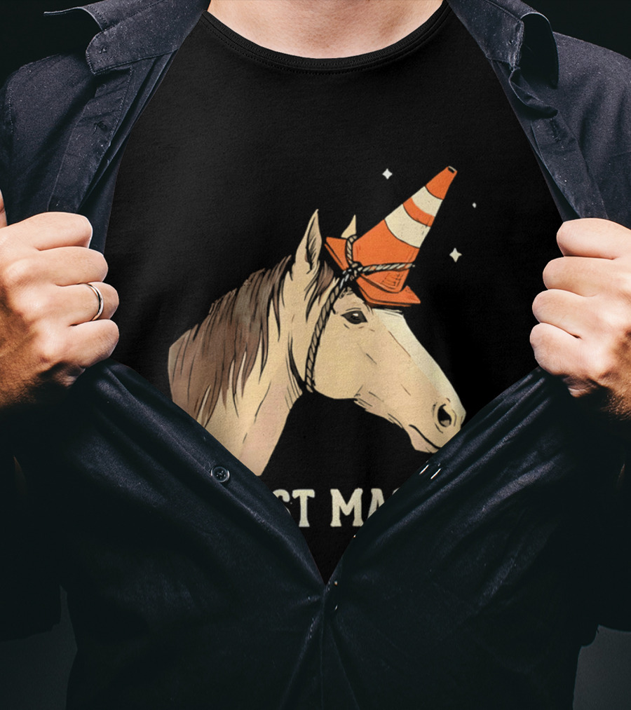 Almost Magical Horse With Traffic Cone Hat T-Shirt