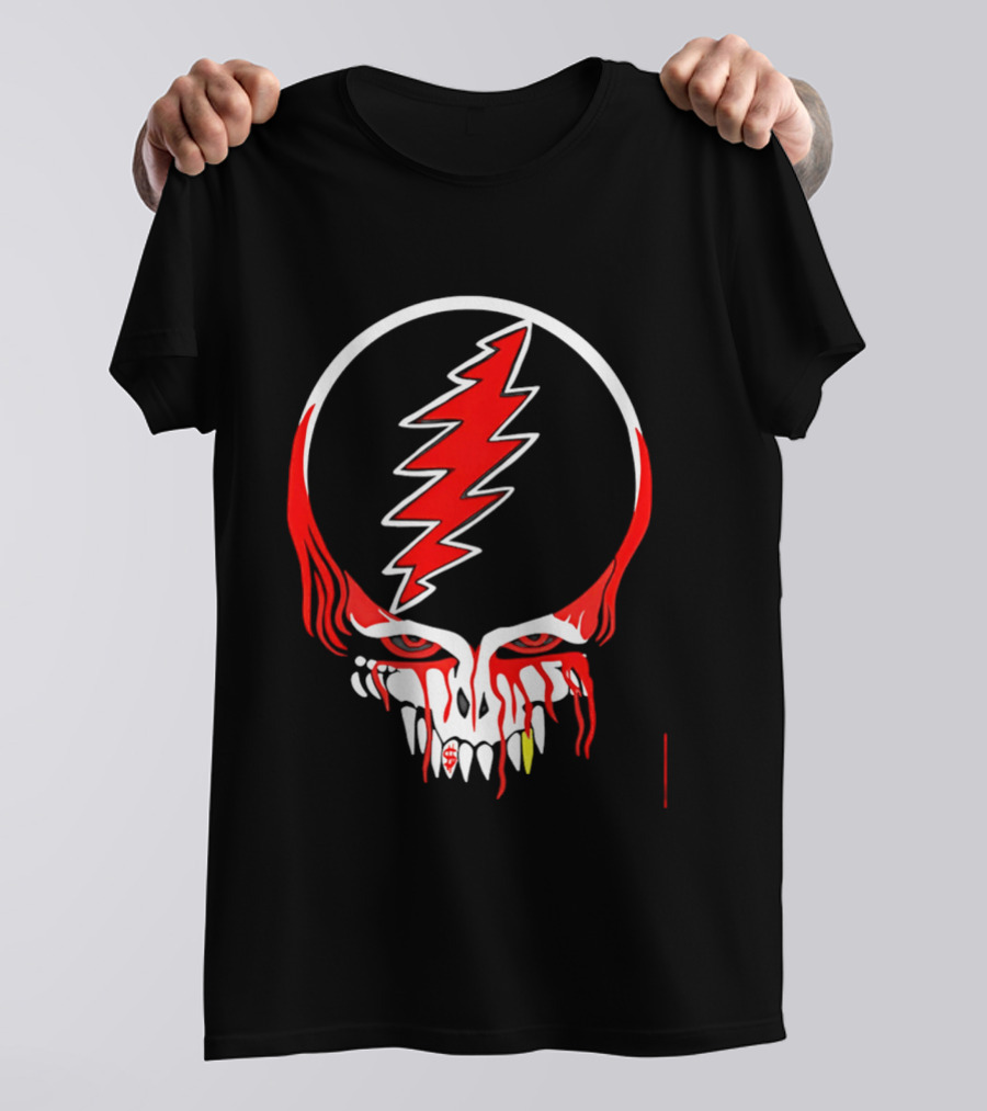 Grateful Dead Steal Your Face Skull Lightning Punk Rock Red White T-Shirt