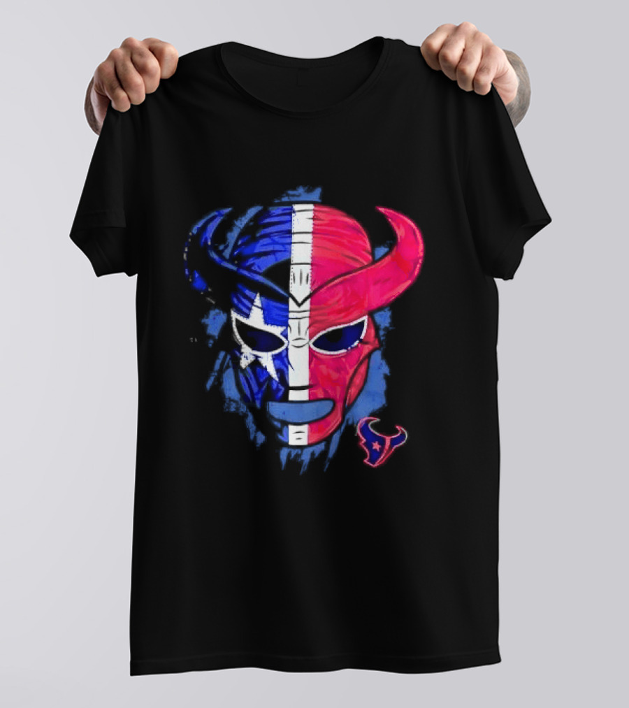 Houston Texans Distressed Lucha Libre Mask Texas Flag T-Shirt