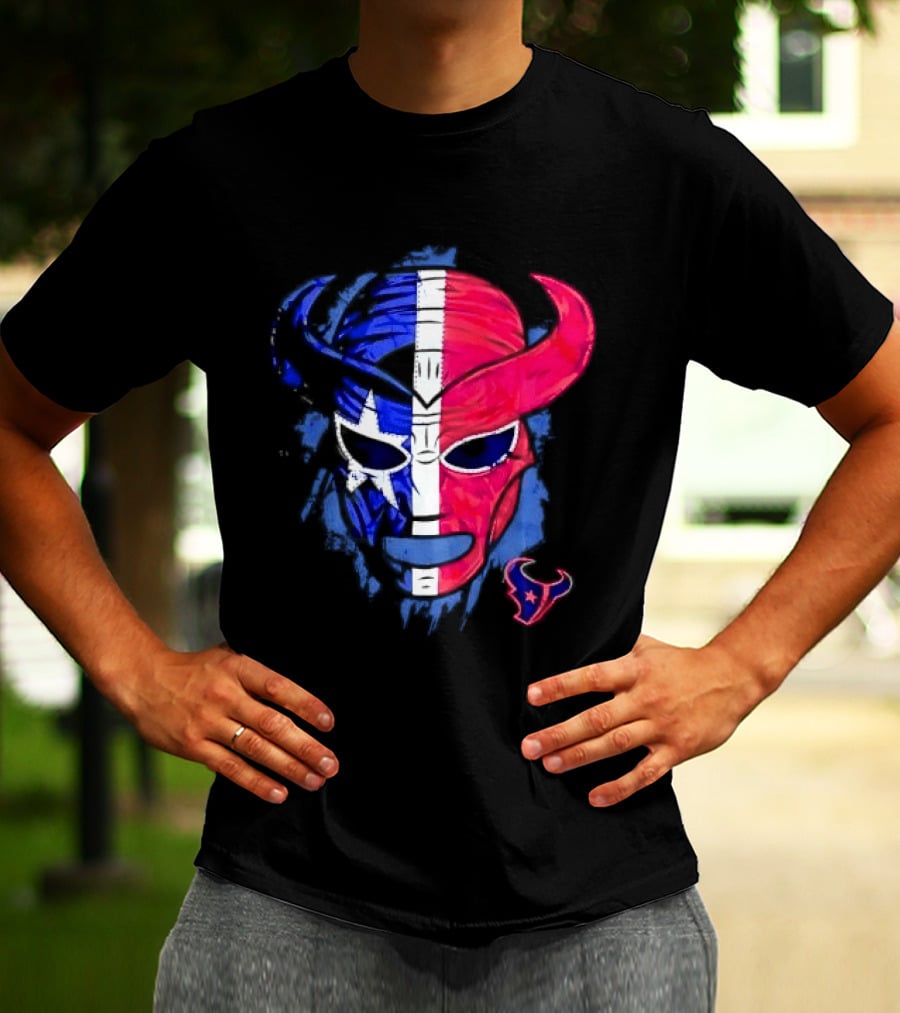 Houston Texans Distressed Lucha Libre Mask Texas Flag T-Shirt
