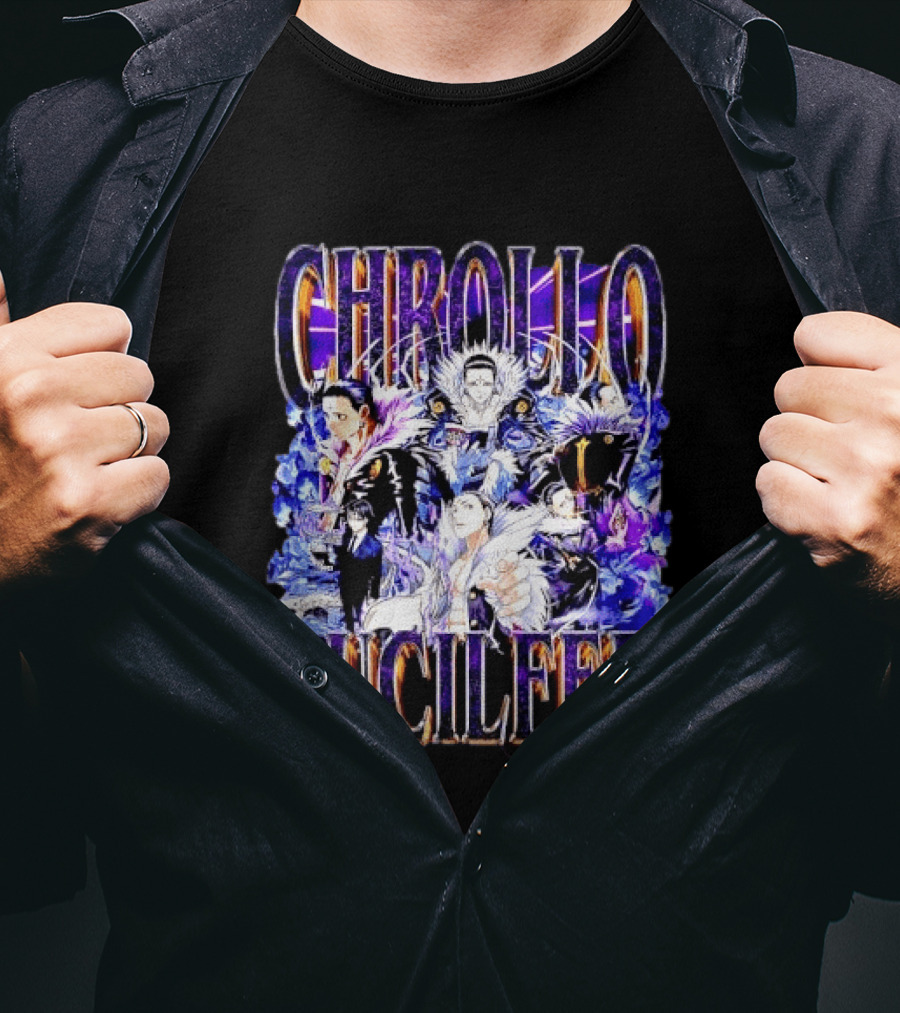 Chrollo Lucilfer Multiple Poses Purple Aura Flames Bootleg Collage Anime Hunter X Hunter T T-Shirt