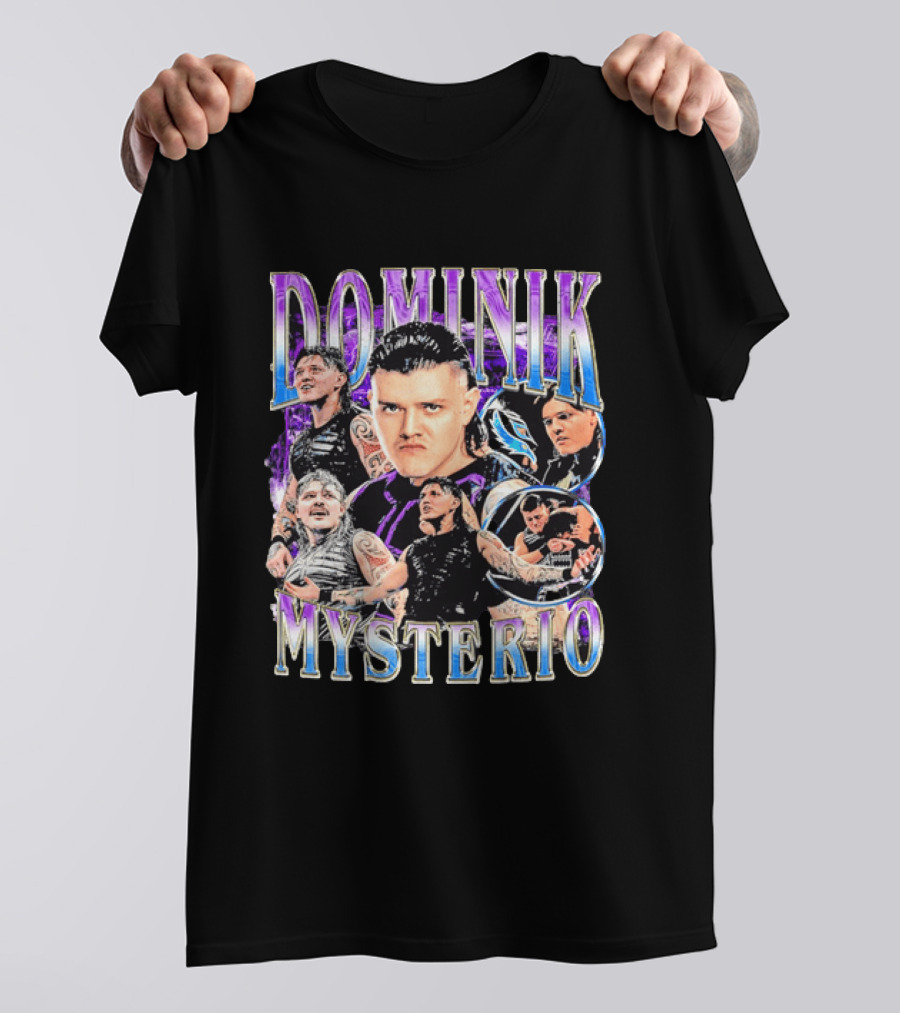Dominik Mysterio Wrestler Photo Collage Metallic Gradient T-Shirt