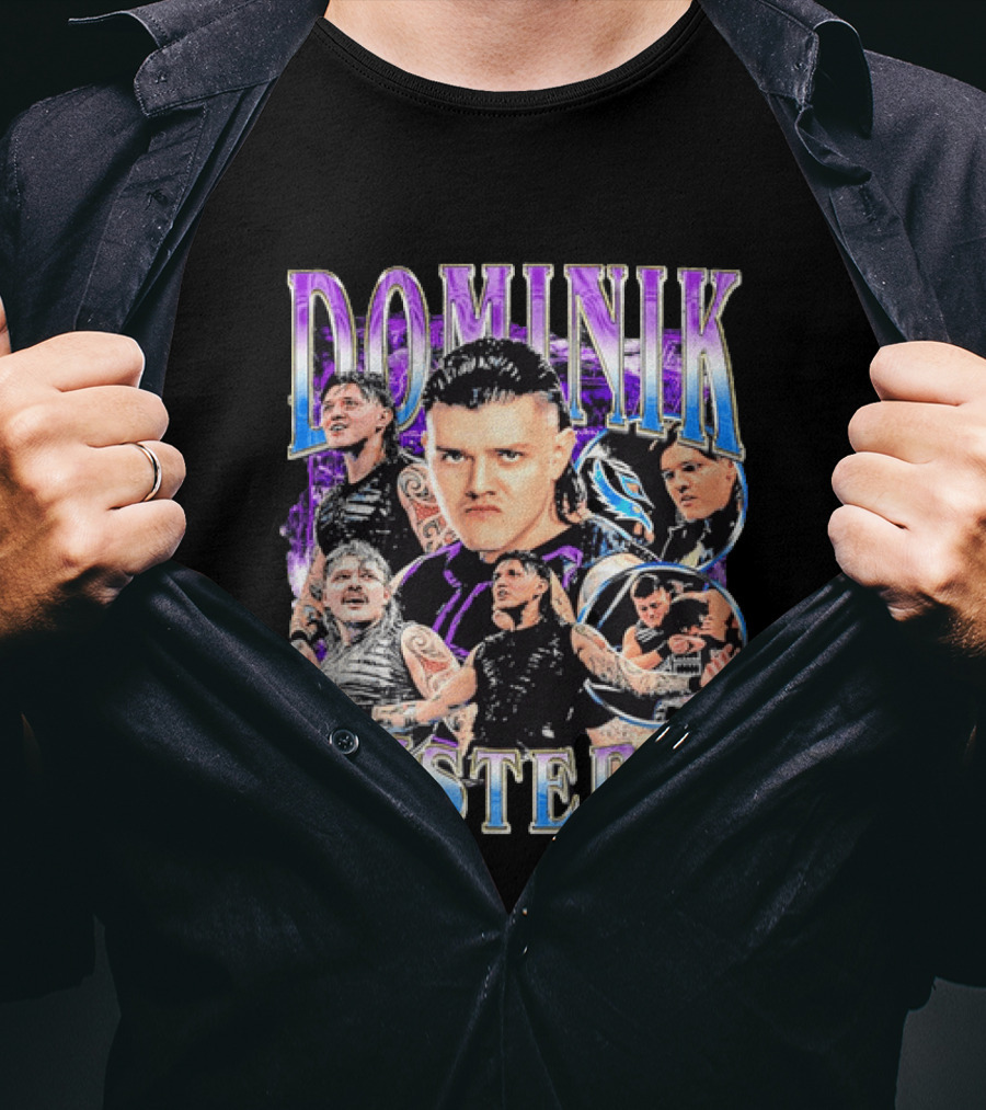 Dominik Mysterio Wrestler Photo Collage Metallic Gradient T-Shirt